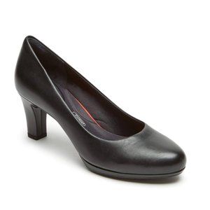 7 WIDE Rockport‎ Women's Total Motion Black Nappa Leather Leah Pumps Heels Shoes